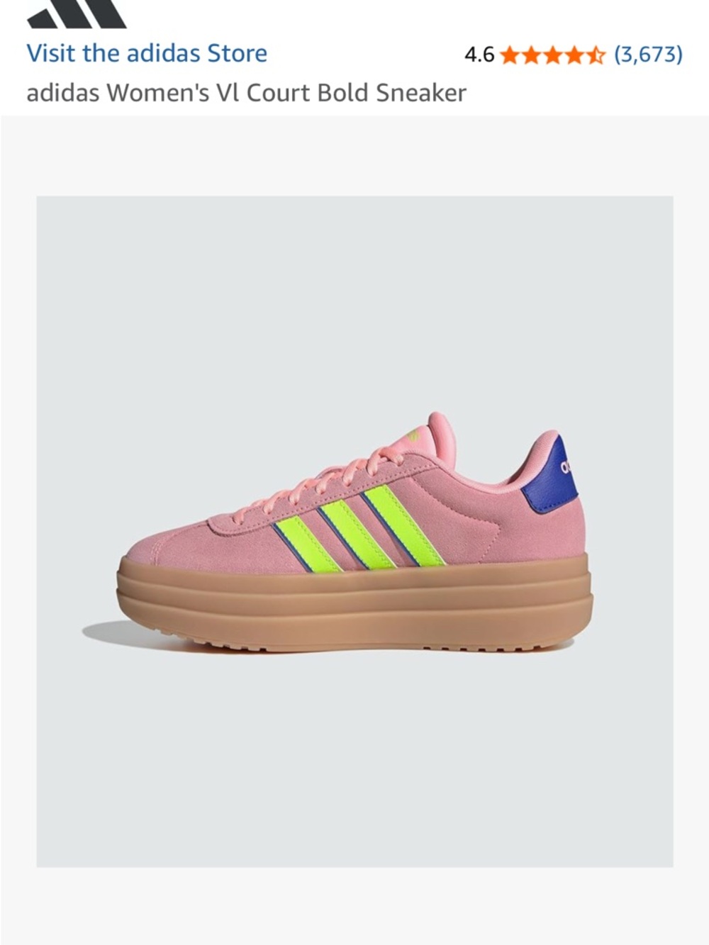 Adidas Women's Vl Court Bold Sneaker Pink Spark Platform size 6 Like New - Picture 9 of 9